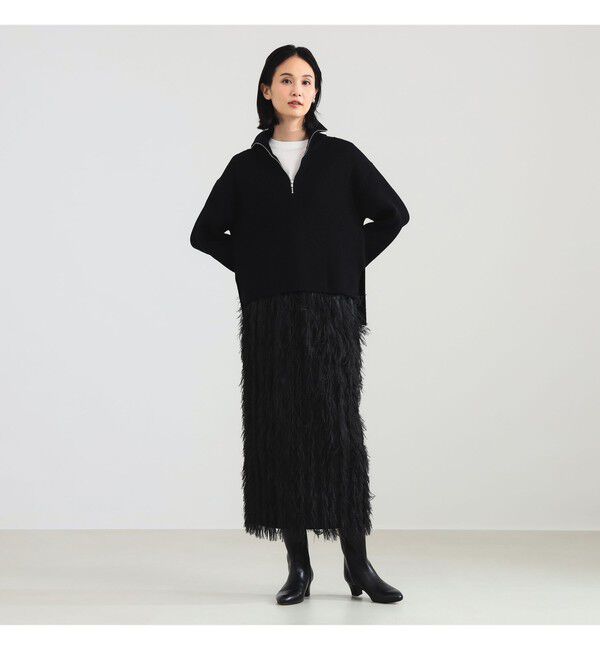 Demi-Luxe BEAMS 「BATONER / ウール リブ ハーフジップ ニット」|ニット・セーター|