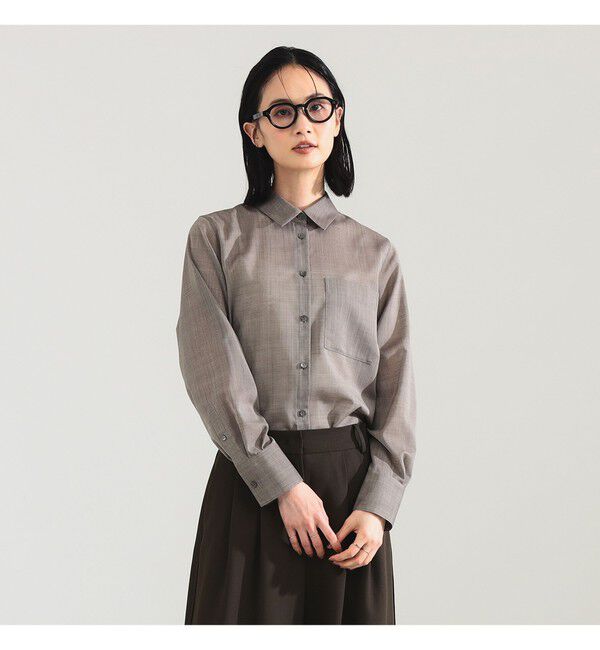 Demi-Luxe BEAMS 「ポリエステル ウール トロピカル シアー シャツ」|シャツ・ブラウス|BROWN