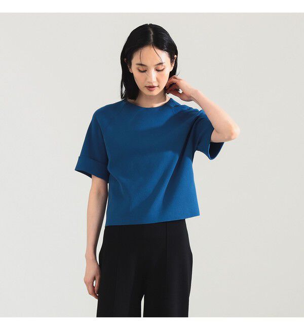 Demi-Luxe BEAMS 「AK+1 / 総針 ショート ニット」|ニット・セーター|BLUE