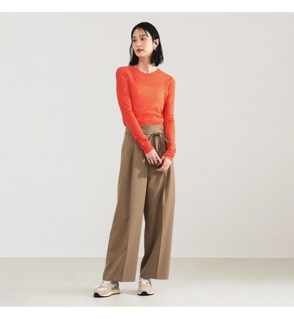 Demi-Luxe BEAMS 「ポリエステル ウール 2ループ ワイドパンツ」|チノ|