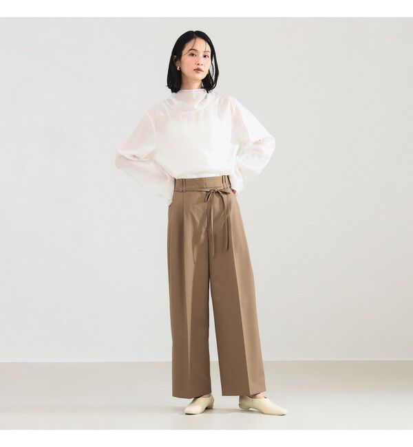 Demi-Luxe BEAMS 「ポリエステル ウール 2ループ ワイドパンツ」|チノ|