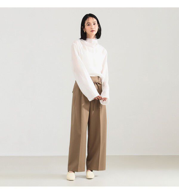 Demi-Luxe BEAMS 「ポリエステル ウール 2ループ ワイドパンツ」|チノ|