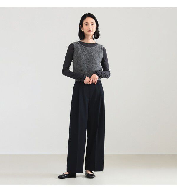 Demi-Luxe BEAMS 「ポリエステル ウール 2ループ ワイドパンツ」|チノ|