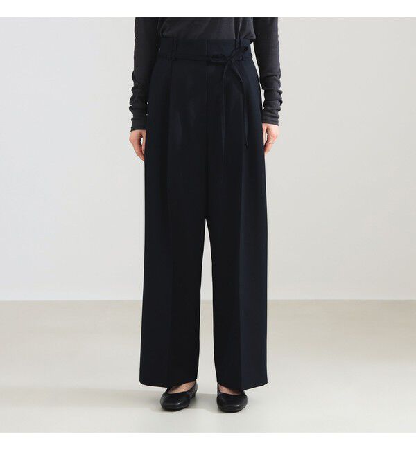 Demi-Luxe BEAMS 「ポリエステル ウール 2ループ ワイドパンツ」|チノ|