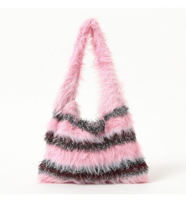 Ray BEAMS 「シャギー ボーダー ニット バッグ」|ハンドバッグ|