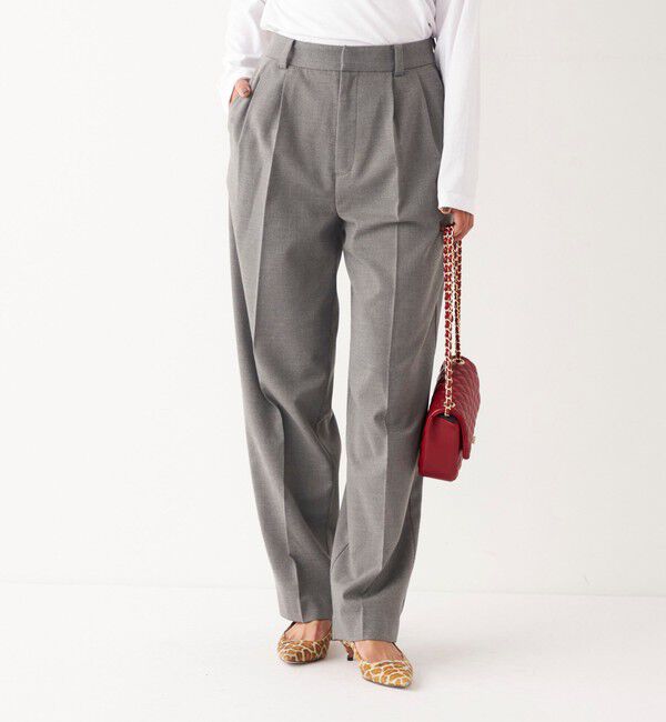 SHIPS Colors 「SHIPS Colors:〈手洗い可能〉ソリッド / チェック タック カーブ パンツ」|スラックス|