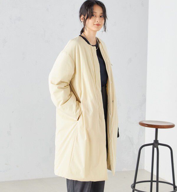 SHIPS for women「〈手洗い可能 / 撥水加工〉リバーシブル ノーカラー コート ◇」|ノーカラーコート|