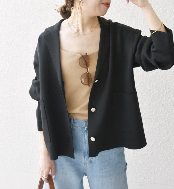 SHIPS any「【WEB限定】SHIPS any:〈手洗い可能〉テーラード ニット カーディガン ジャケット」|テーラードジャケット|