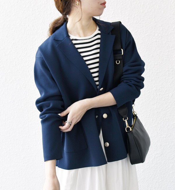 SHIPS any「【WEB限定】SHIPS any:〈手洗い可能〉テーラード ニット カーディガン ジャケット」|テーラードジャケット|