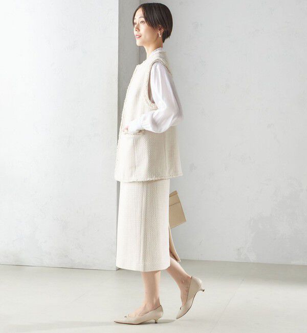 SHIPS for women「スラブ ツイード ロング ジレ（セレモニー対応可）」|ベスト・ジレ|