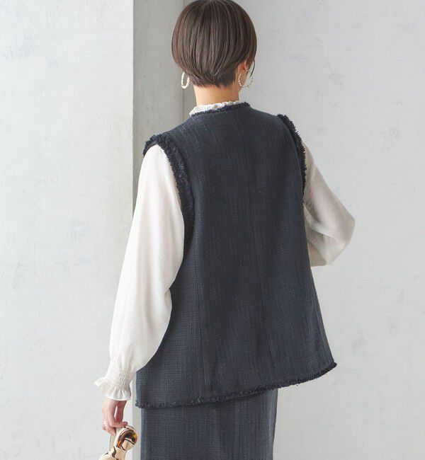 SHIPS for women「スラブ ツイード ロング ジレ（セレモニー対応可）」|ベスト・ジレ|