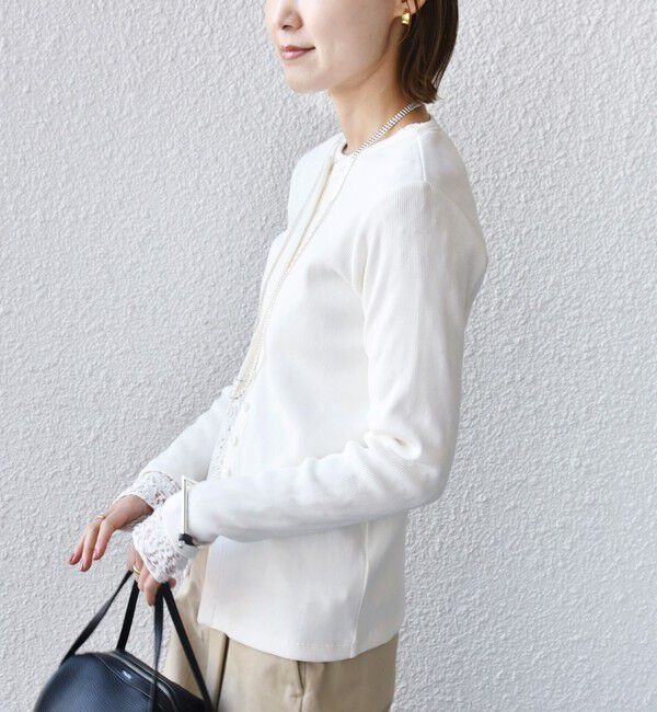 SHIPS for women「〈洗濯機可能〉ポッシュ テレコ リブ ボタン カーディガン」|カーディガン|