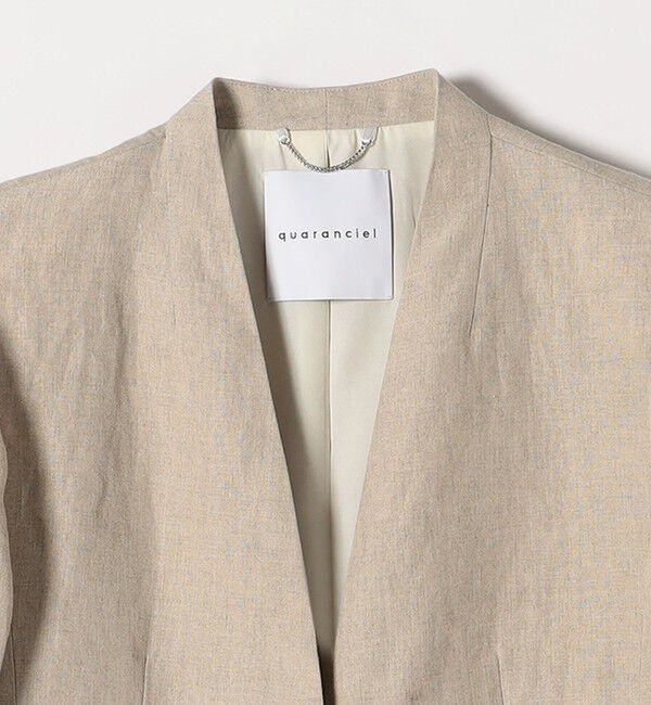 quaranciel「quaranciel:〈手洗い可能〉ヨーロピアンフラックス リネン ノーラペル オーバー ジャケット」|ノーカラージャケット|