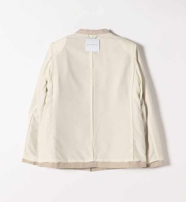 quaranciel「quaranciel:〈手洗い可能〉ヨーロピアンフラックス リネン ノーラペル オーバー ジャケット」|ノーカラージャケット|