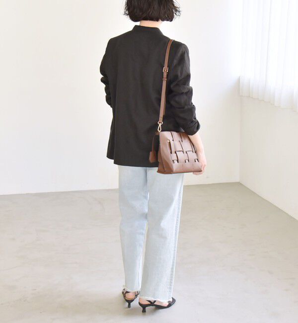 quaranciel「quaranciel:〈手洗い可能〉ヨーロピアンフラックス リネン ノーラペル オーバー ジャケット」|ノーカラージャケット|