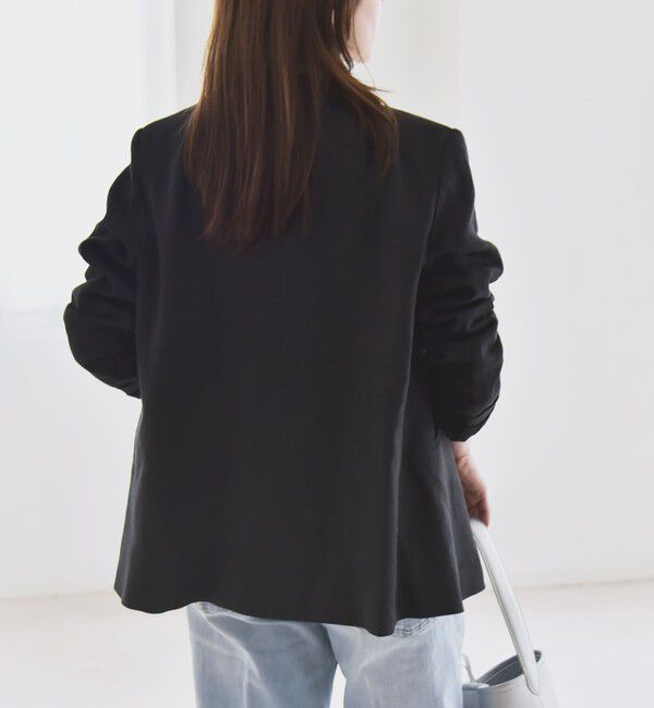 quaranciel「quaranciel:〈手洗い可能〉ヨーロピアンフラックス リネン ノーラペル オーバー ジャケット」|ノーカラージャケット|