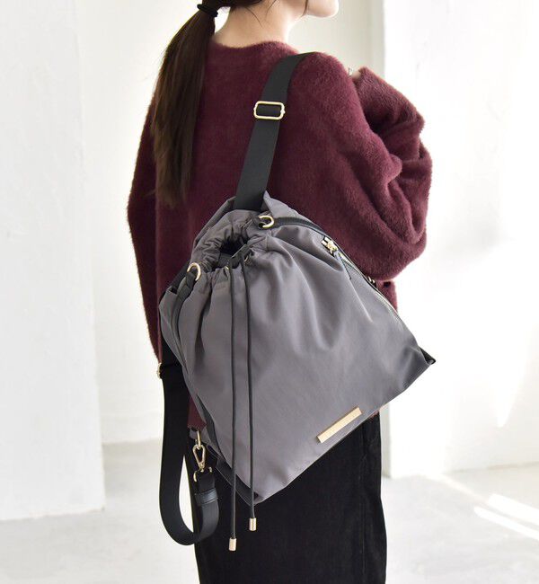 quaranciel「quaranciel: 3way ラインショルダー リュックサック トートバッグ（A4対応）」|リュック|グレー