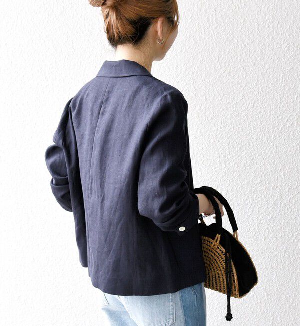 SHIPS any「SHIPS any:〈洗濯機可能〉ヨーロピアンフラックス リネン コンパクト テーラード ジャケット」|テーラードジャケット|