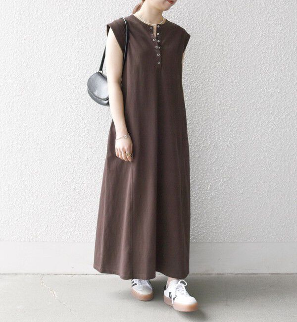 SHIPS any「SHIPS any:〈洗濯機可能〉USAコットン ヘンリーネック Aライン ワンピース」|ワンピース|