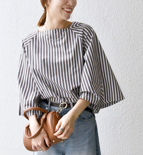 SHIPS any「SHIPS any:〈洗濯機可能〉REPREVE ボートネック フレアスリーブ ブラウス」|シャツ・ブラウス|