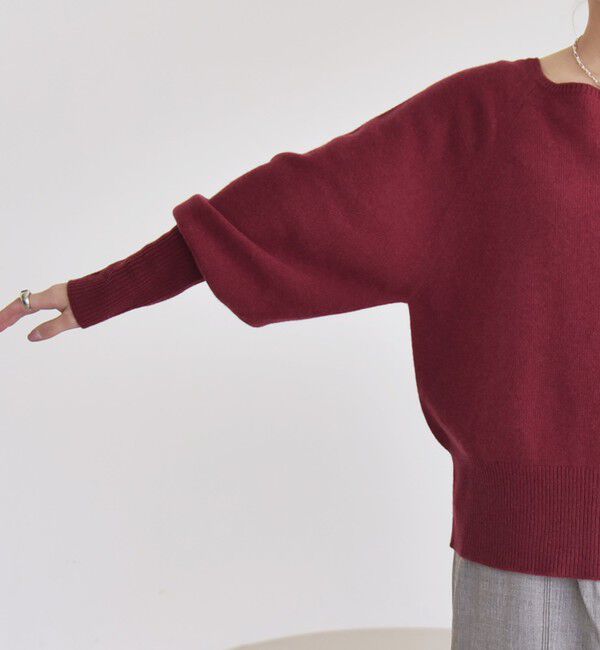 quaranciel「quaranciel:〈手洗い可能〉AQUA カシミヤ ミックス ボートネック ロングリブ パフ ニット」|ニット・セーター|