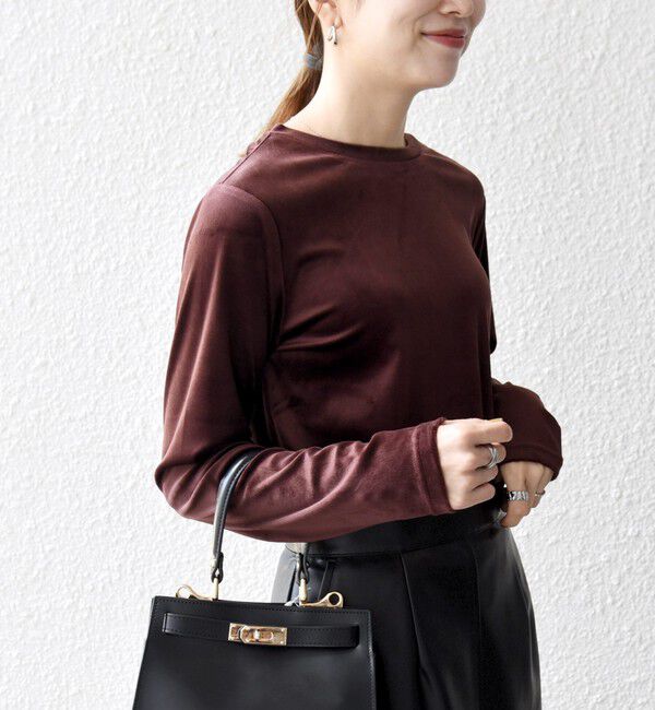 SHIPS any「SHIPS any:〈洗濯機可能〉ポリエステル ベロア 2way ヘンリーネック プルオーバー」|Tシャツ・カットソー|