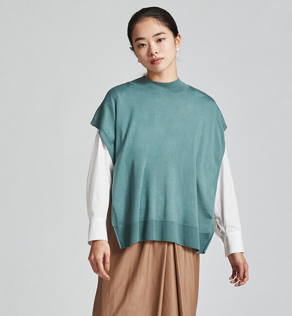 TOMORROWLAND collection「カシミヤシルク ビルドネックベスト」|ニット・セーター|57 グリーン