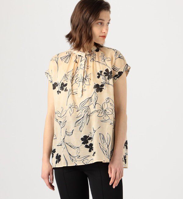 Ballsey「ワイルドフラワープリント バンドカラーブラウス」|シャツ・ブラウス|