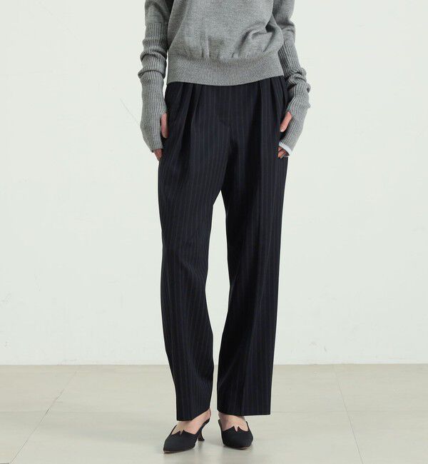 BACCA「ストライプギャバ タックワイドパンツ」|その他|