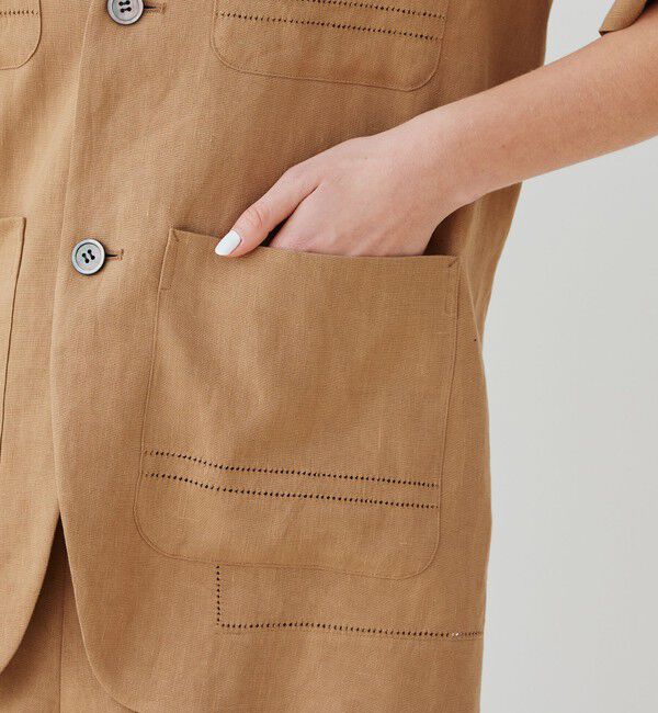 GALERIE VIE「リブコンビフレンチリネン ハーフスリーブジャケット」|ノーカラージャケット|