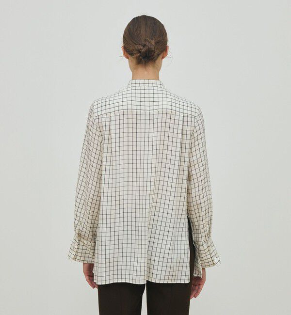 DES PRES「プレイドセルロースツイル フロンドレープシャツ」|シャツ・ブラウス|