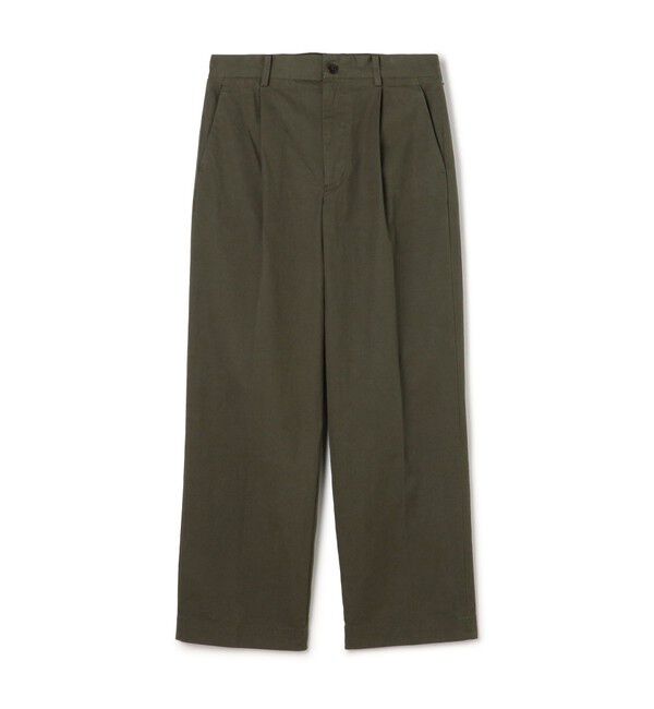 TOMORROWLAND MENS「60/3 コットンオックスフォード 1プリーツバレルパンツ」|チノ|57 カーキ