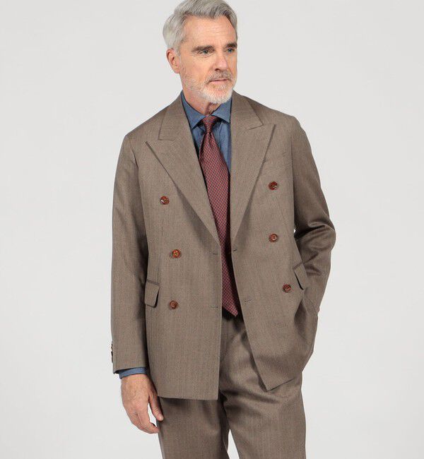 TOMORROWLAND MENS「ウールヘリンボーン ダブルブレステッド6Bジャケット」|テーラードジャケット|