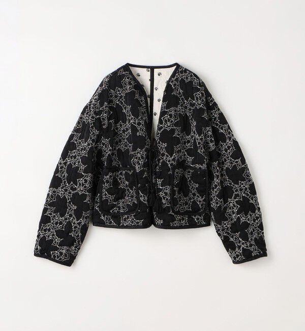 SOULEIADO「レーヨンサテンキルト リバーシブルジャケット」|ノーカラージャケット|