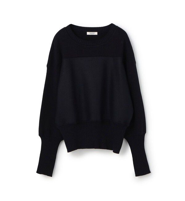 MACPHEE「ニットコンビジャージー クルーネックプルオーバー」|Tシャツ・カットソー|69 ネイビー