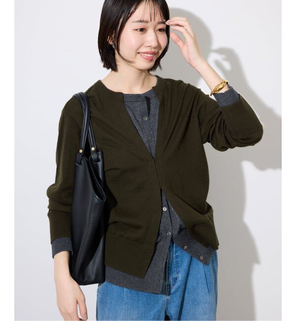 SLOBE IENA「フェイクレイヤードカーディガン」|カーディガン|カーキ