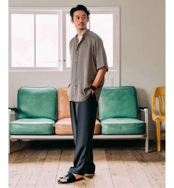 EDIFICE「《追加》パターンクレープ ショートスリーブ バンドカラーシャツ」|シャツ・ブラウス|