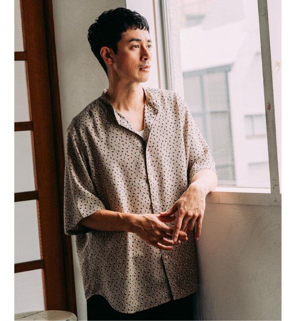 EDIFICE「《追加》パターンクレープ ショートスリーブ バンドカラーシャツ」|シャツ・ブラウス|
