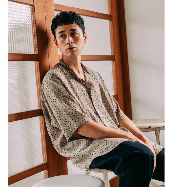 EDIFICE「《追加》パターンクレープ ショートスリーブ バンドカラーシャツ」|シャツ・ブラウス|