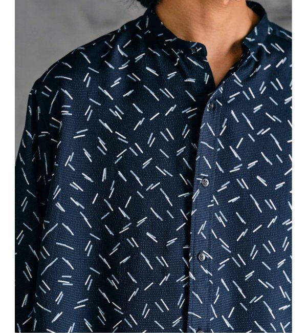 EDIFICE「《追加》パターンクレープ ショートスリーブ バンドカラーシャツ」|シャツ・ブラウス|