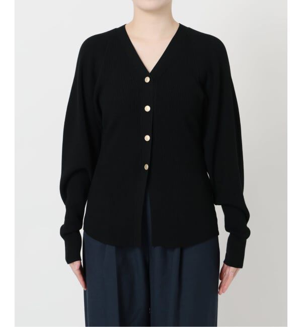  「【洗える】Vネックシルエットカーディガン」|カーディガン|