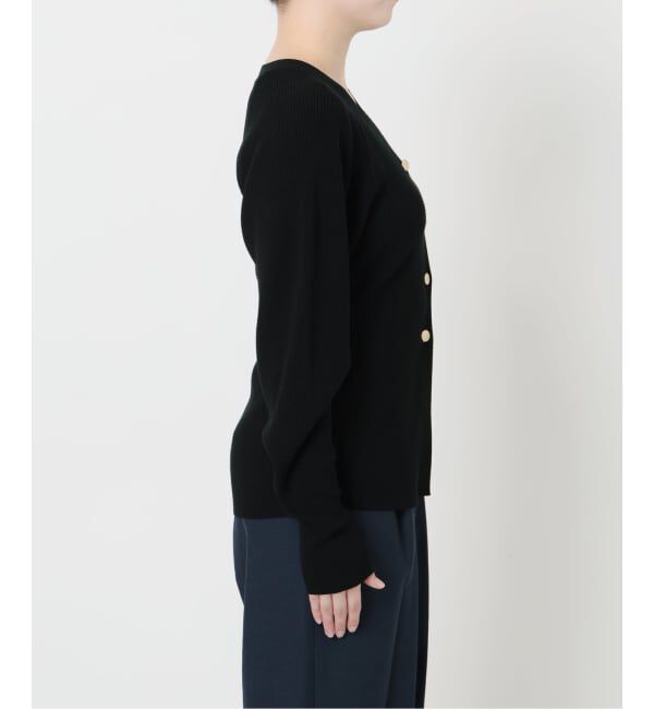  「【洗える】Vネックシルエットカーディガン」|カーディガン|