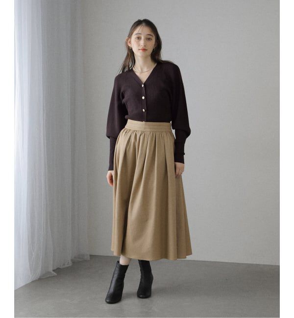  「【洗える】Vネックシルエットカーディガン」|カーディガン|