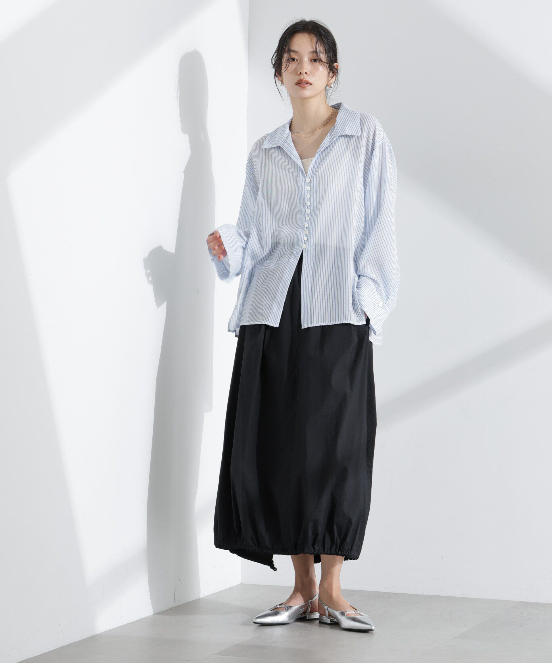 nano･universe「ナイロンワッシャードロストロングスカート」|スカート|