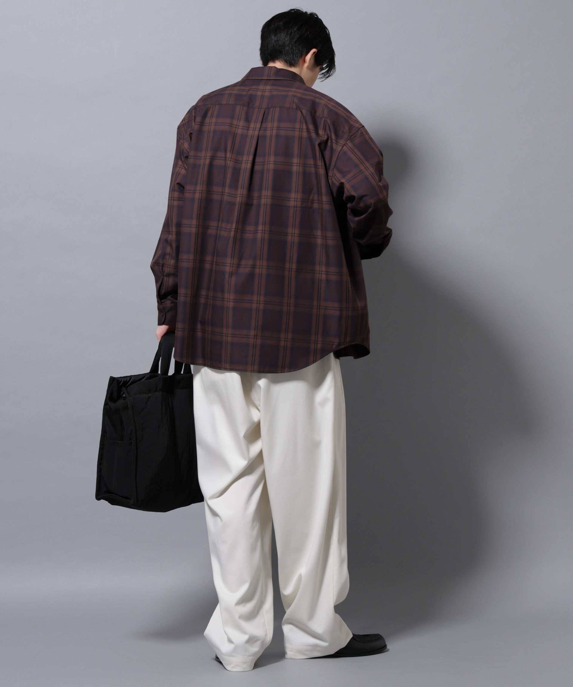 nano･universe「ビッグドレープチェックシャツ 長袖」|シャツ・ブラウス|