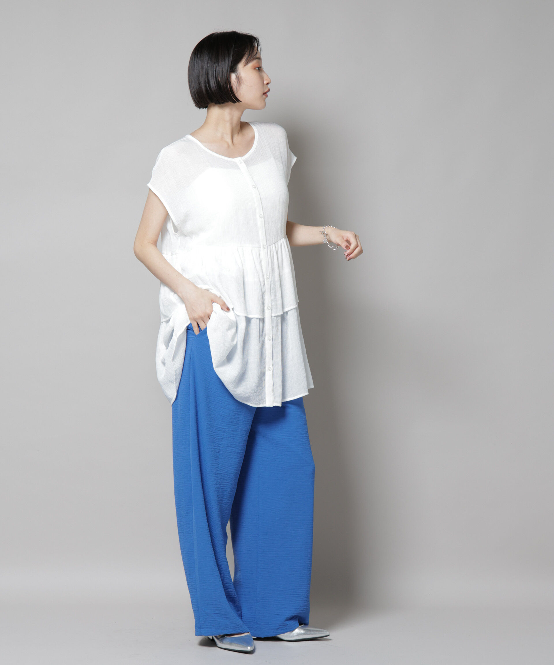 nano･universe「イージードロストワイドパンツ(セットアップ可)」|チノ|