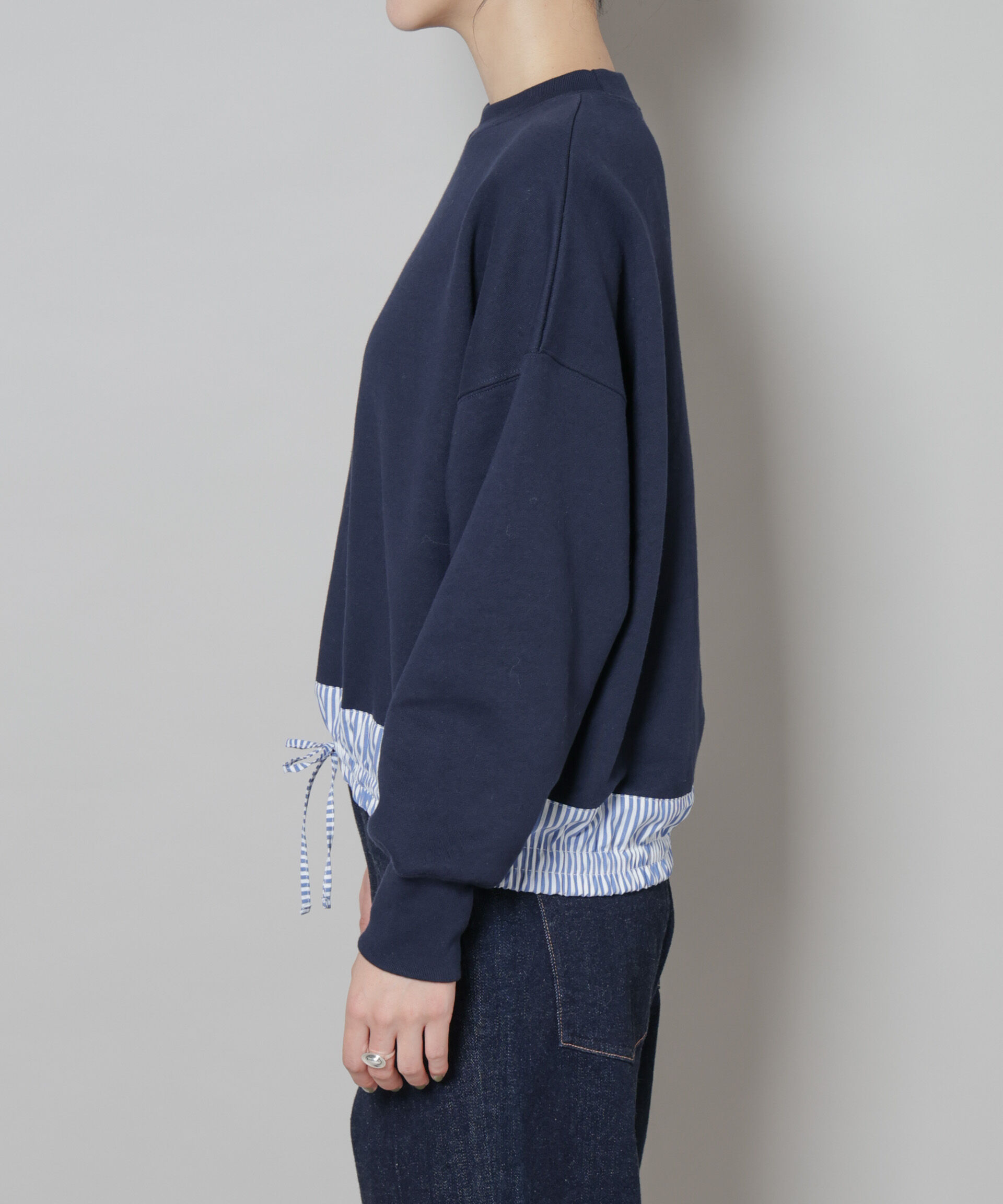 nano･universe「ブロード切替クルーネック裏毛トップス」|Tシャツ・カットソー|