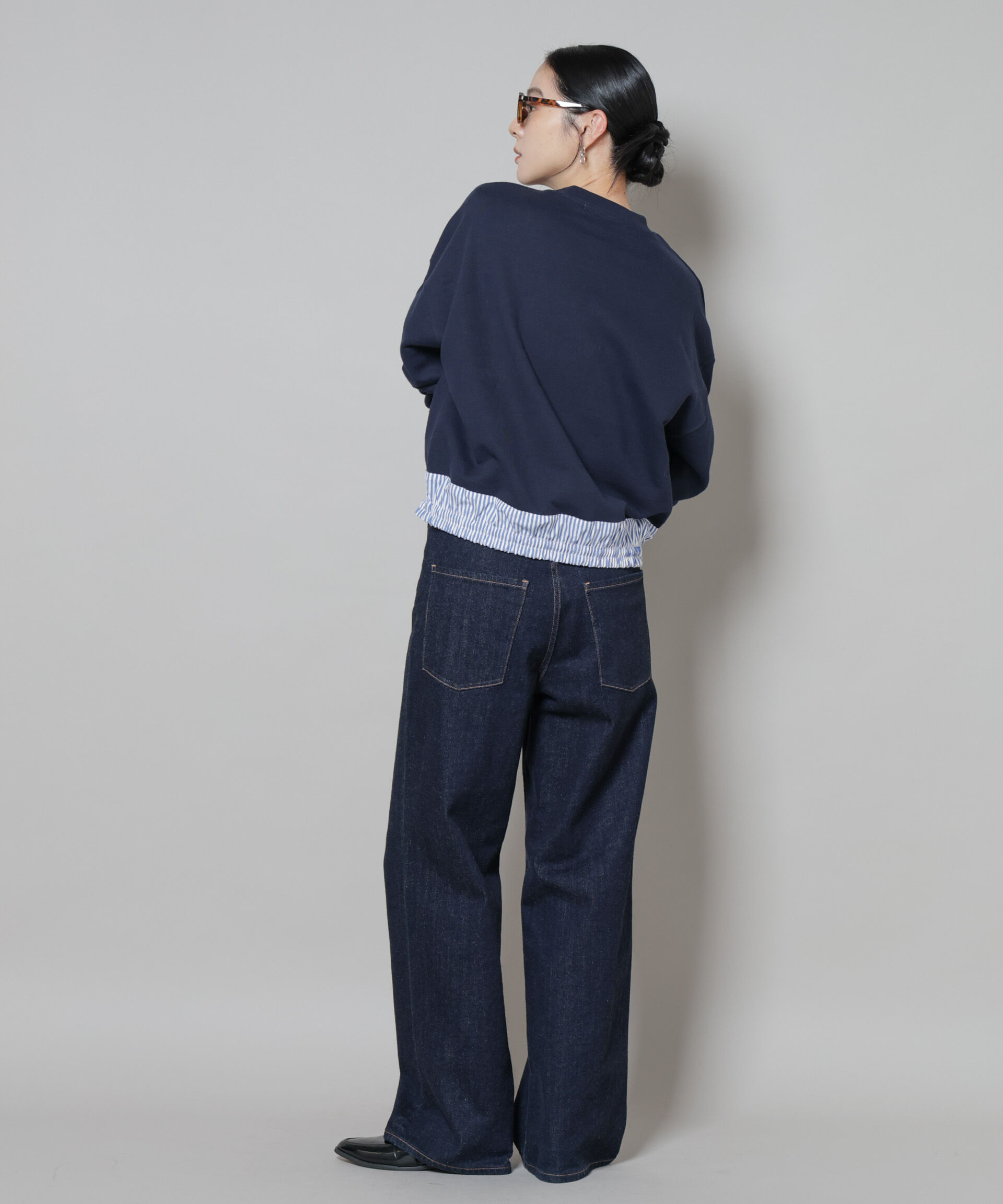 nano･universe「ブロード切替クルーネック裏毛トップス」|Tシャツ・カットソー|