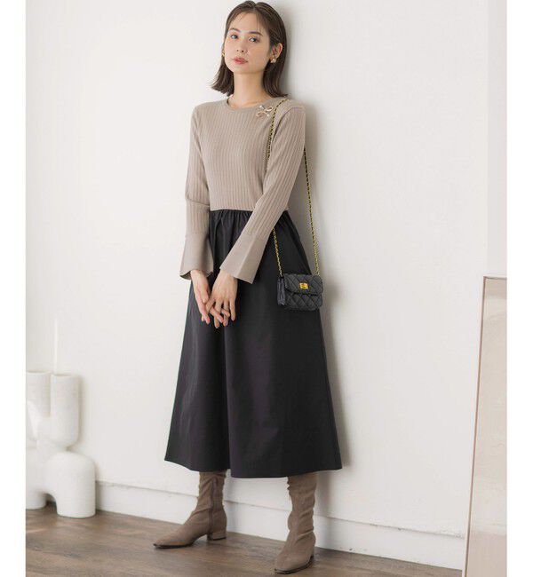 組曲「【WEB限定】リブニットコンビワンピース」|ワンピース|ﾓｶﾌﾞﾗｳ