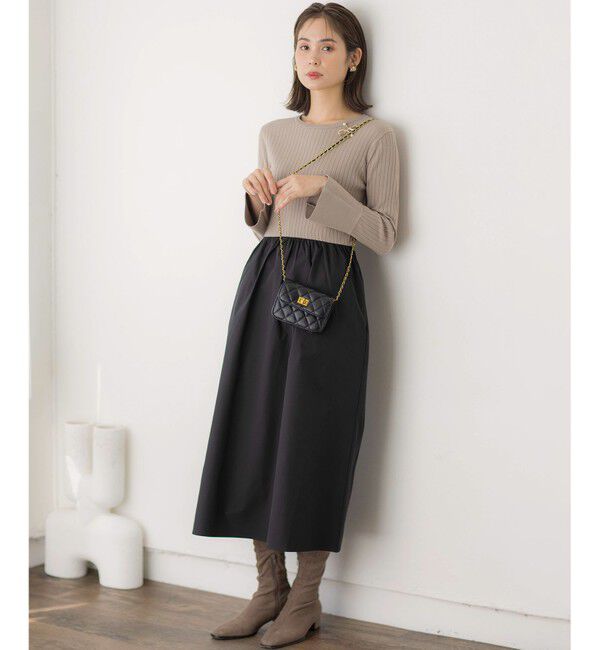 組曲「【WEB限定】リブニットコンビワンピース」|ワンピース|